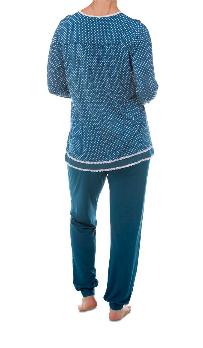 Yuu 100% Viscose Pyjama with Long Sleeve in Peacock Y272