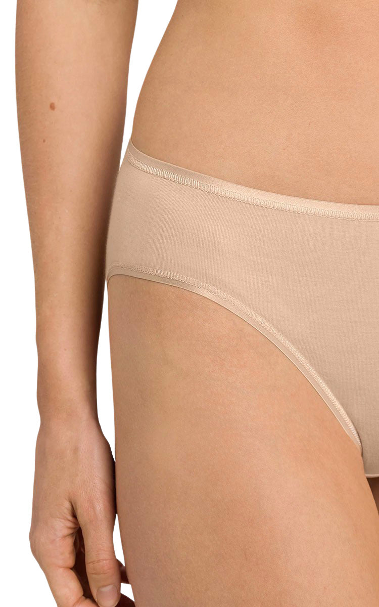 Hanro 100% Cotton Underwear Midi Brief Hi Cut Seamless in Beige 1626