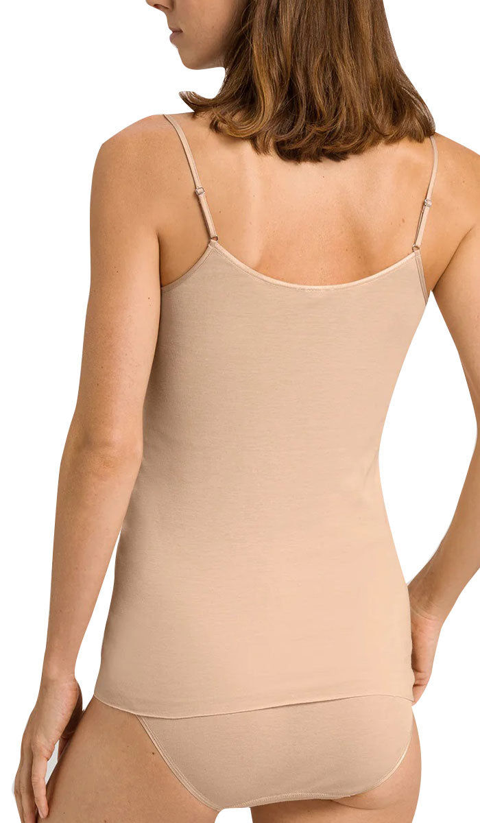 woman wearing hanro singlet in beige