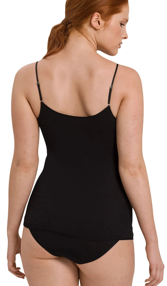 woman wearing hanro singlet in black