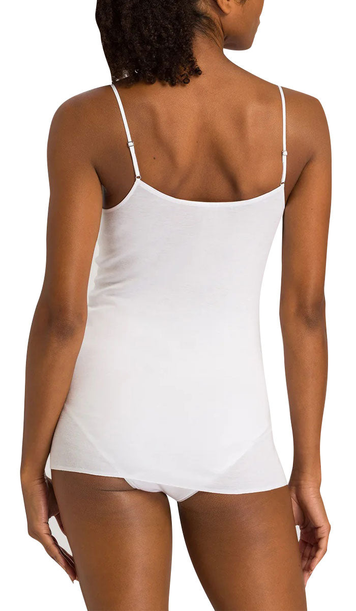 woman wearing hanro singlet in white