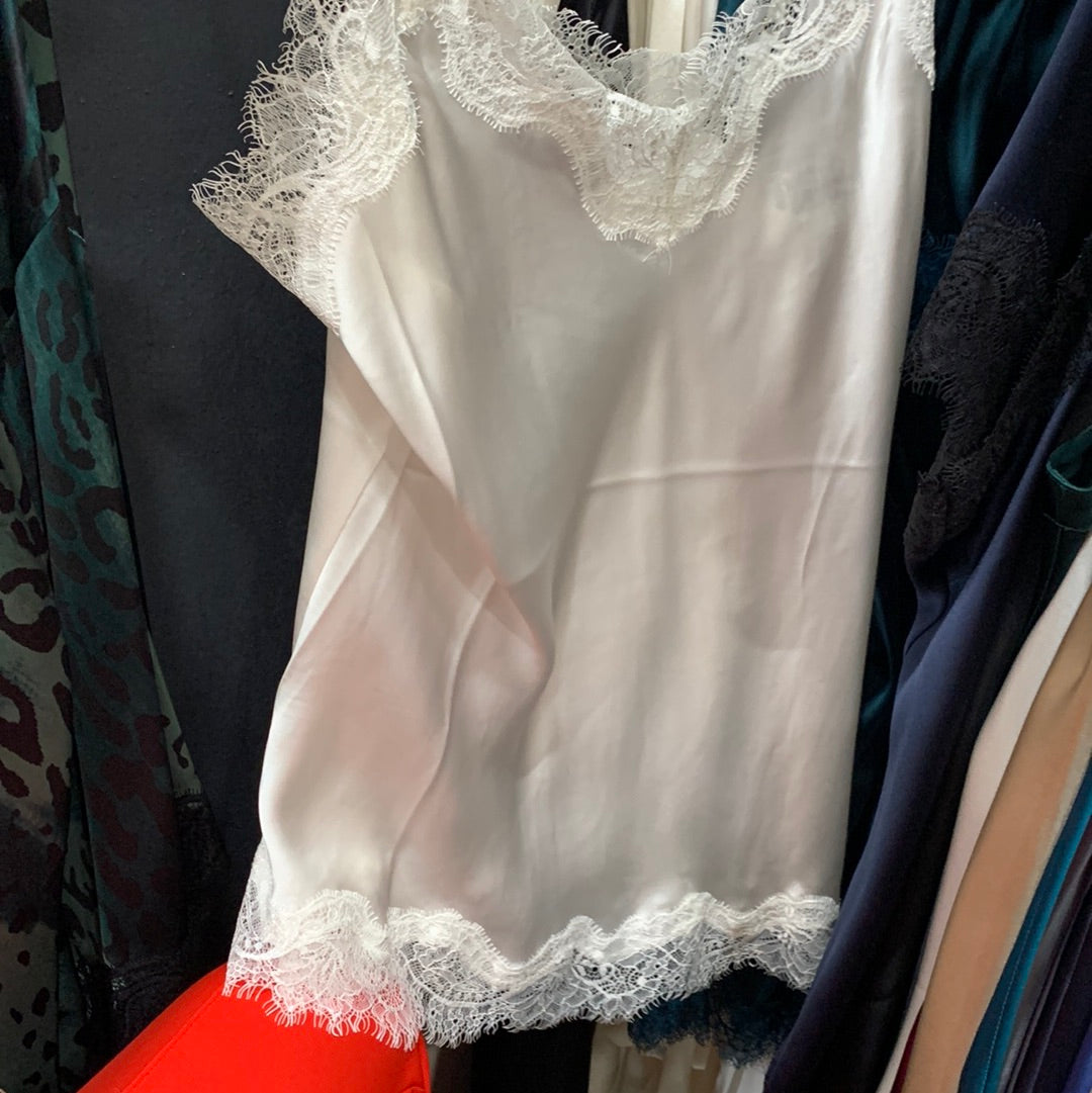 Sainted Sisters 100% Silk Camisole with Lace in Ivory Scarlett L31002