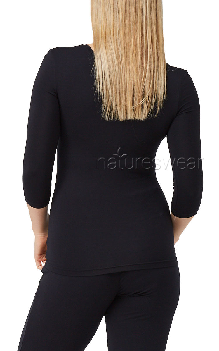 Tani 3/4 Sleeve Scoop Neck Top Black Australia and New Zealand Modal womenswear