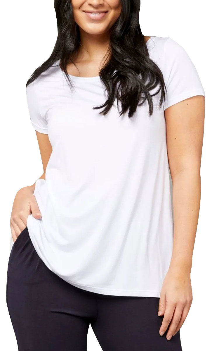 Tani 100% Modal Top with Short Sleeve Swing Fit in White 79375