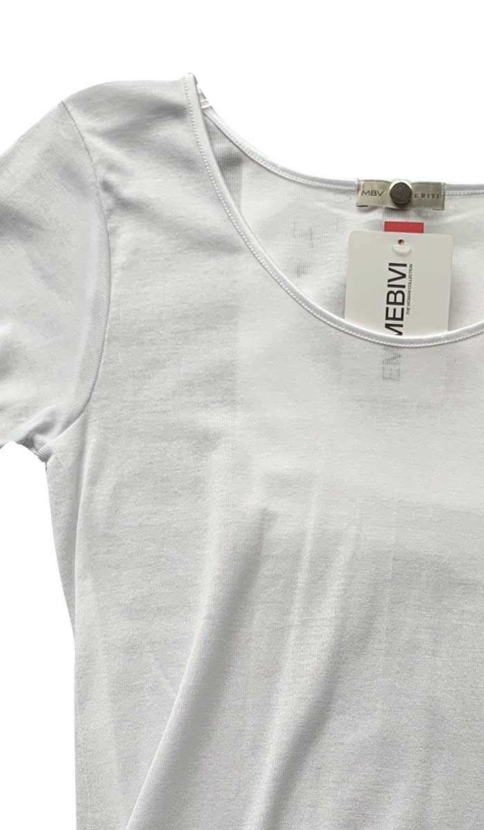 Emmebivi 100% Cotton Top with Short Sleeve in White 13833