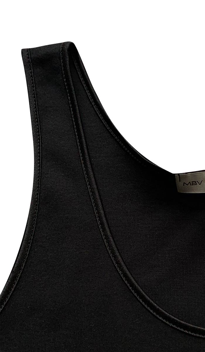 Emmebivi 100% Cotton Plain Singlet in Black 21382