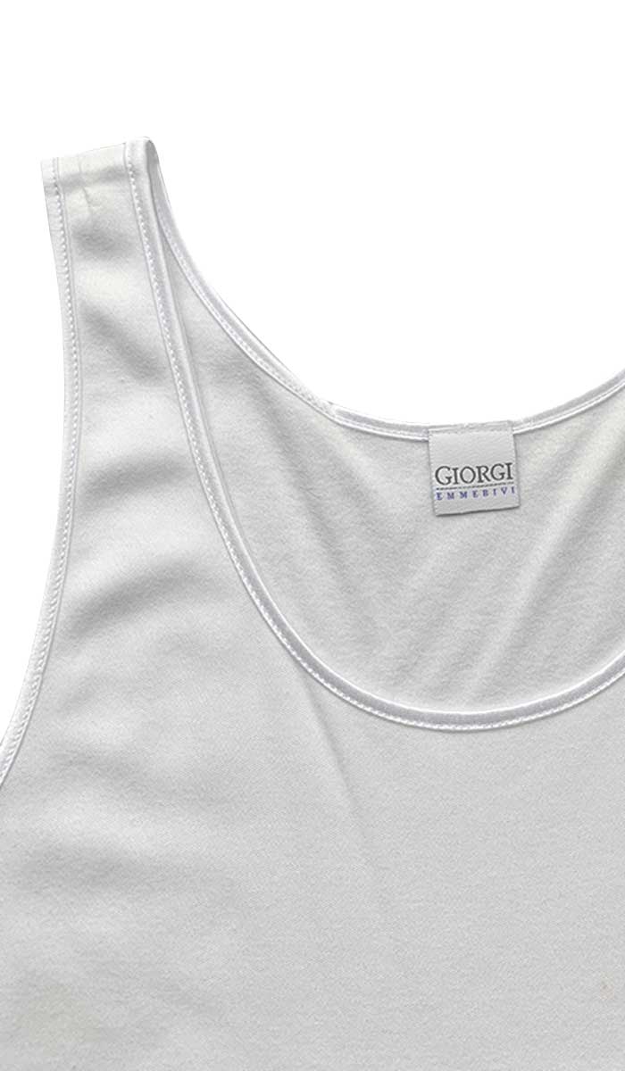 Emmebivi 100% Plain Cotton Thermal Singlet in White 30812