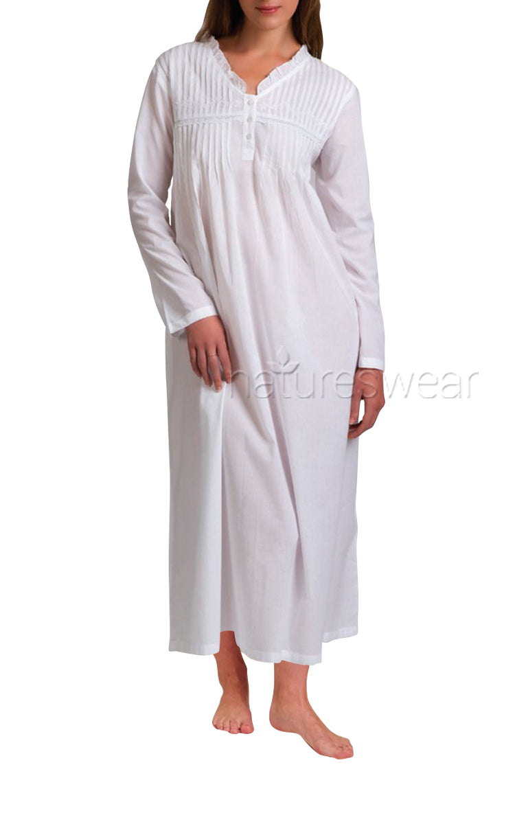 Arabella Cotton Long Sleeve Nightgown MD-8 Australia and New Zealand White Cotton Sleepwear Women