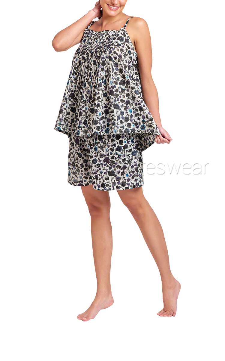 Woman wearing Arabella cotton summer pyjamas