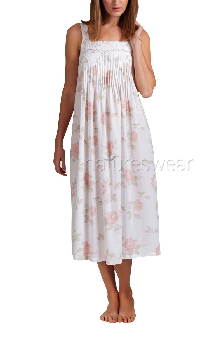 Woman wearing Arabella floral cotton nightie