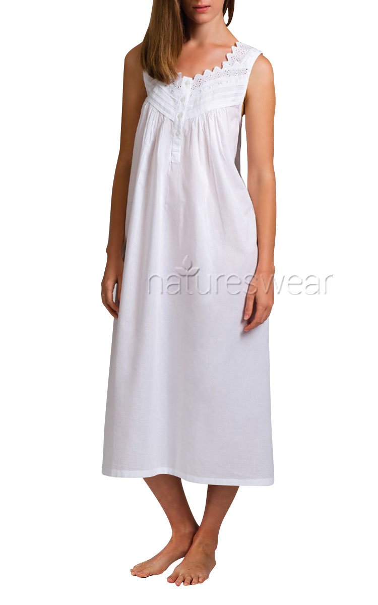 Woman wreaking Arabella cotton sleepwear in white