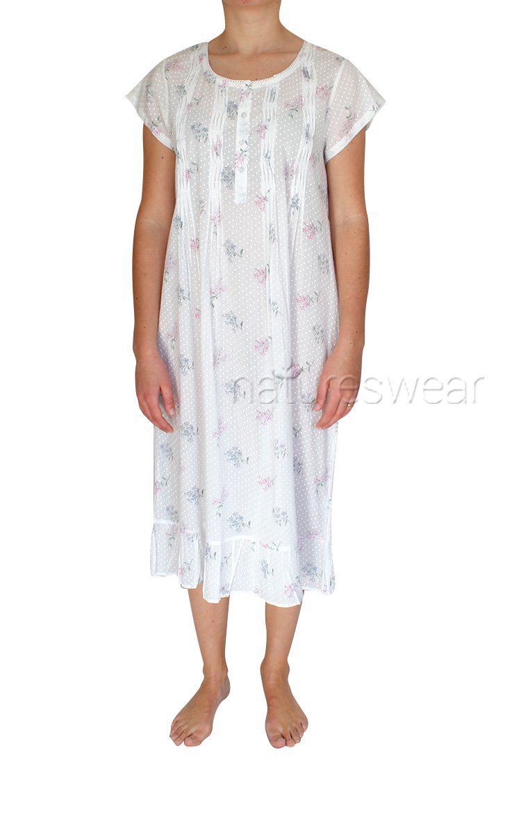 woman wearing French country cotton sleepwear