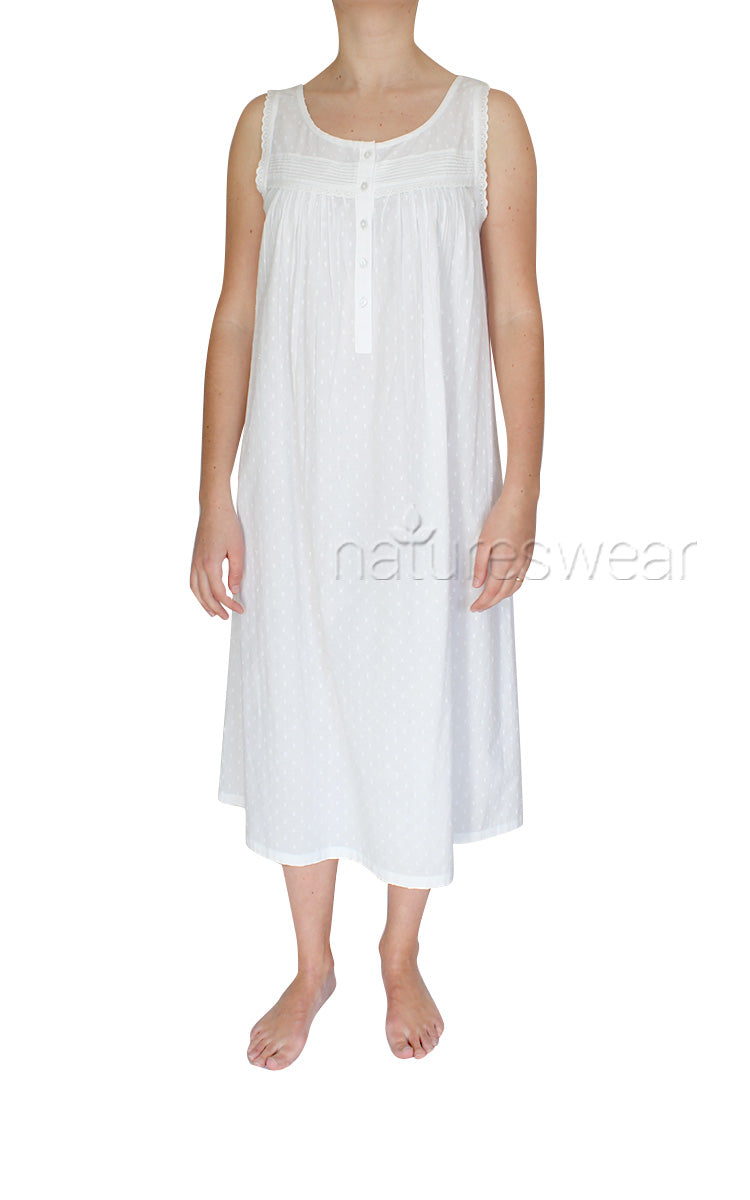 woman wearing French country cotton sleepwear