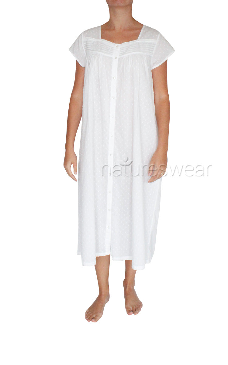 Woman wearing French Country cotton nightwear