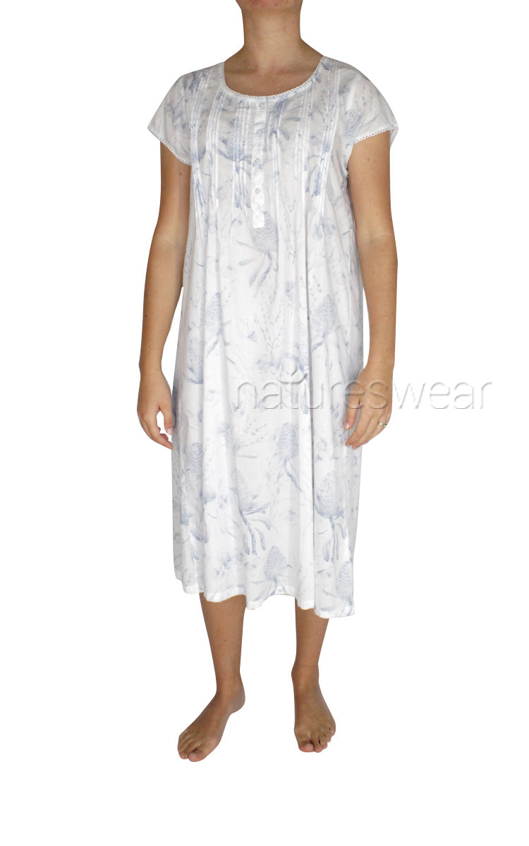 Woman wearing French Country summer nightgown