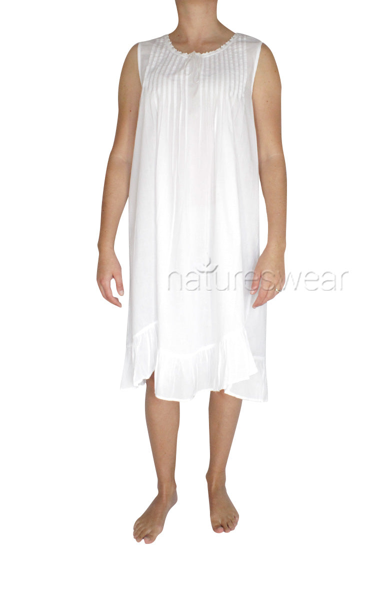 Woman wearing French Country summer nightgown