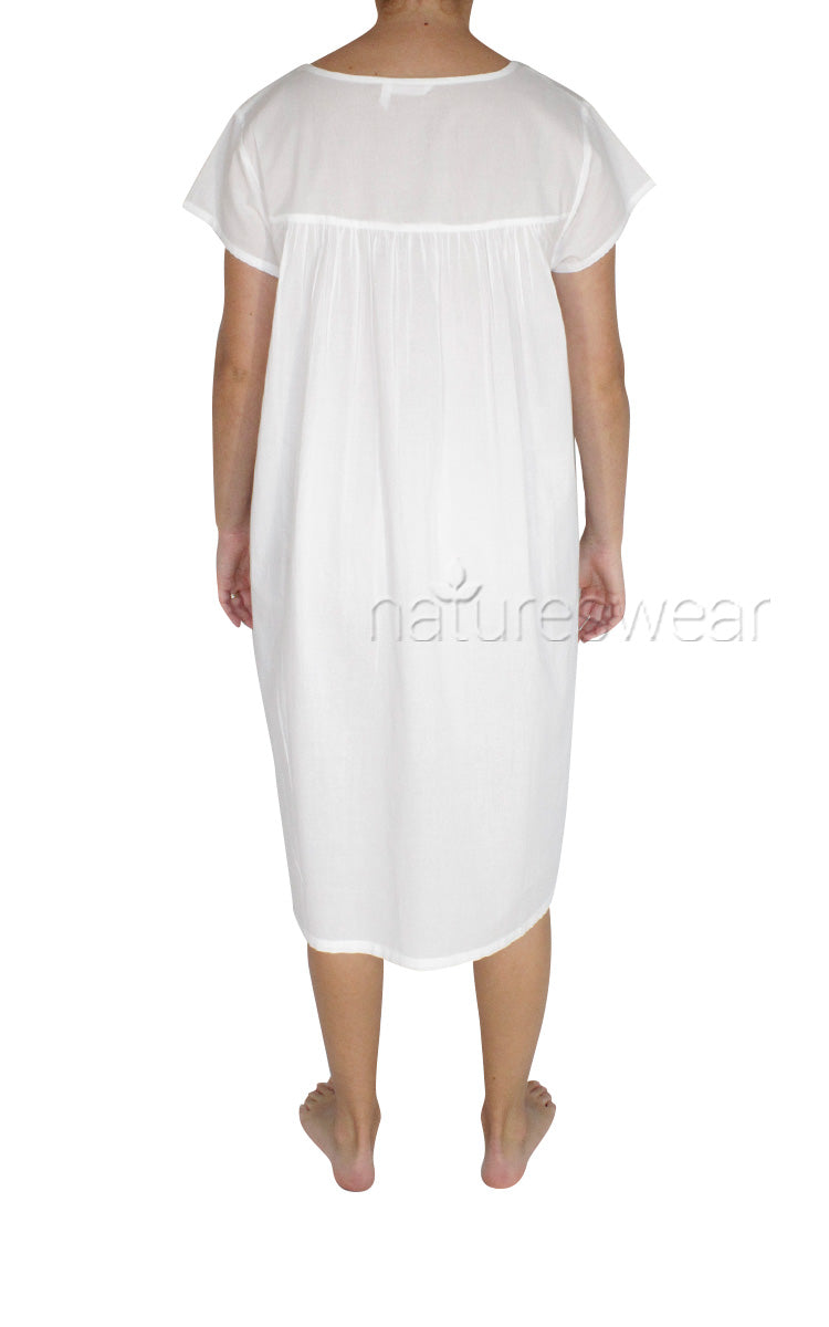 Woman wearing French Country summer nightgown
