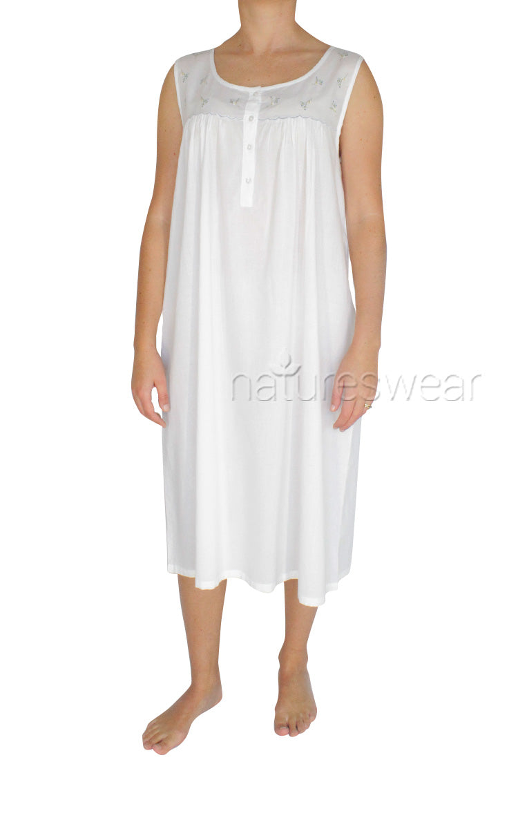 Woman wearing French Country summer nightgown