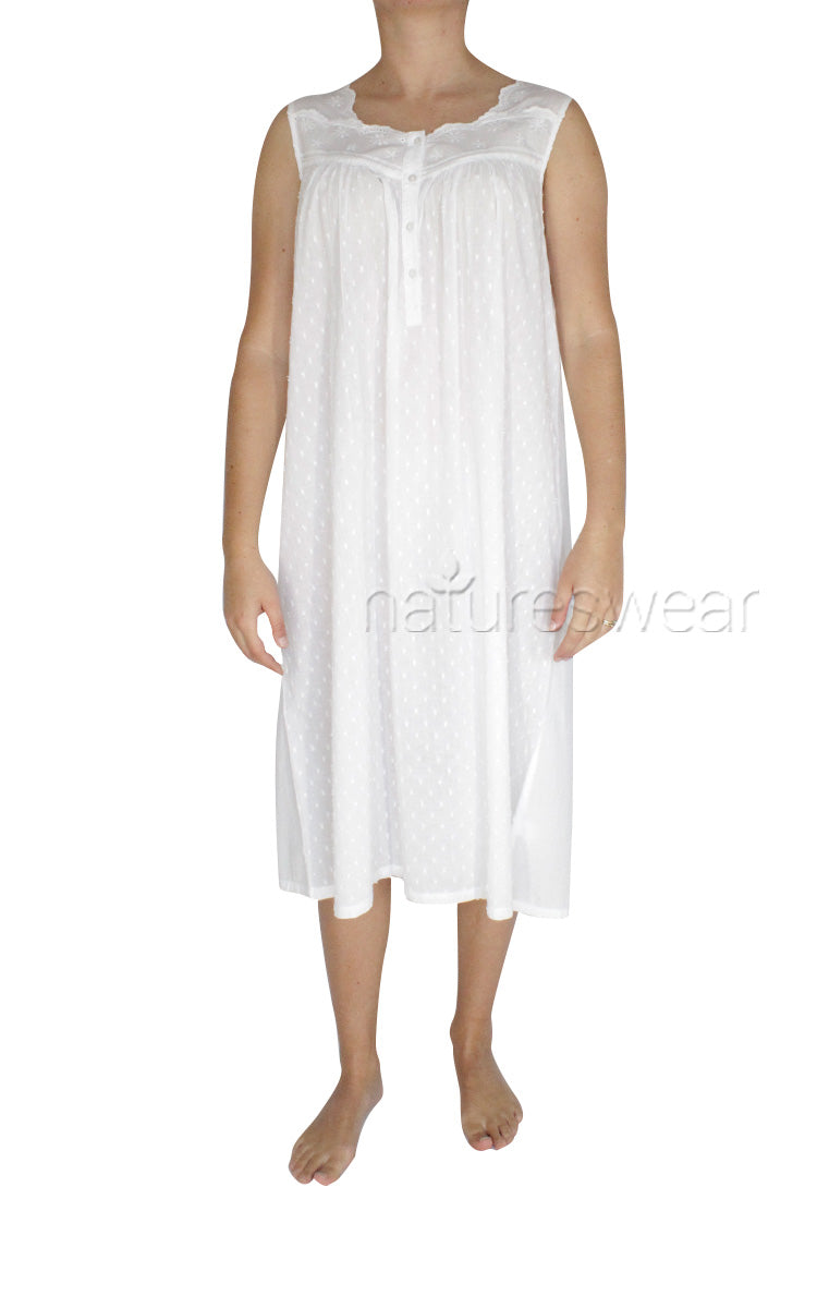 Woman wearing French Country summer nightgown