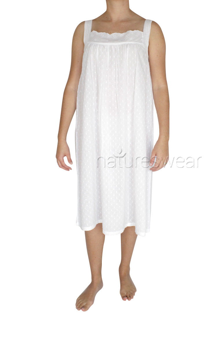 Woman wearing French Country summer nightgown