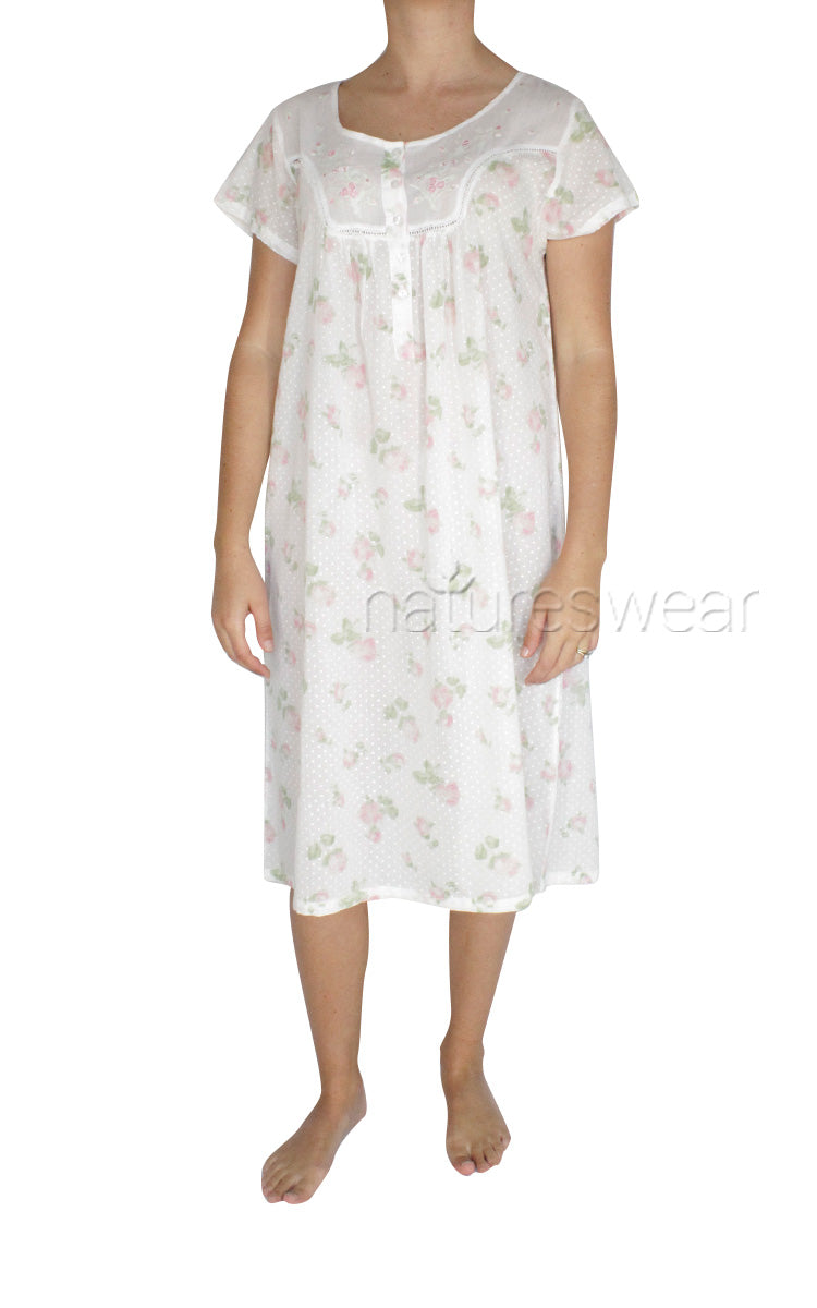 Woman wearing French Country summer nightgown