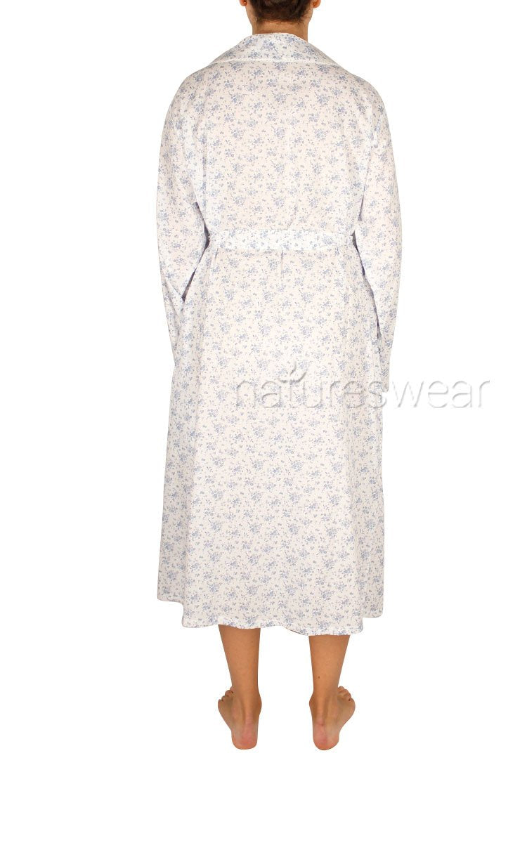 Woman wearing French Country cotton robe