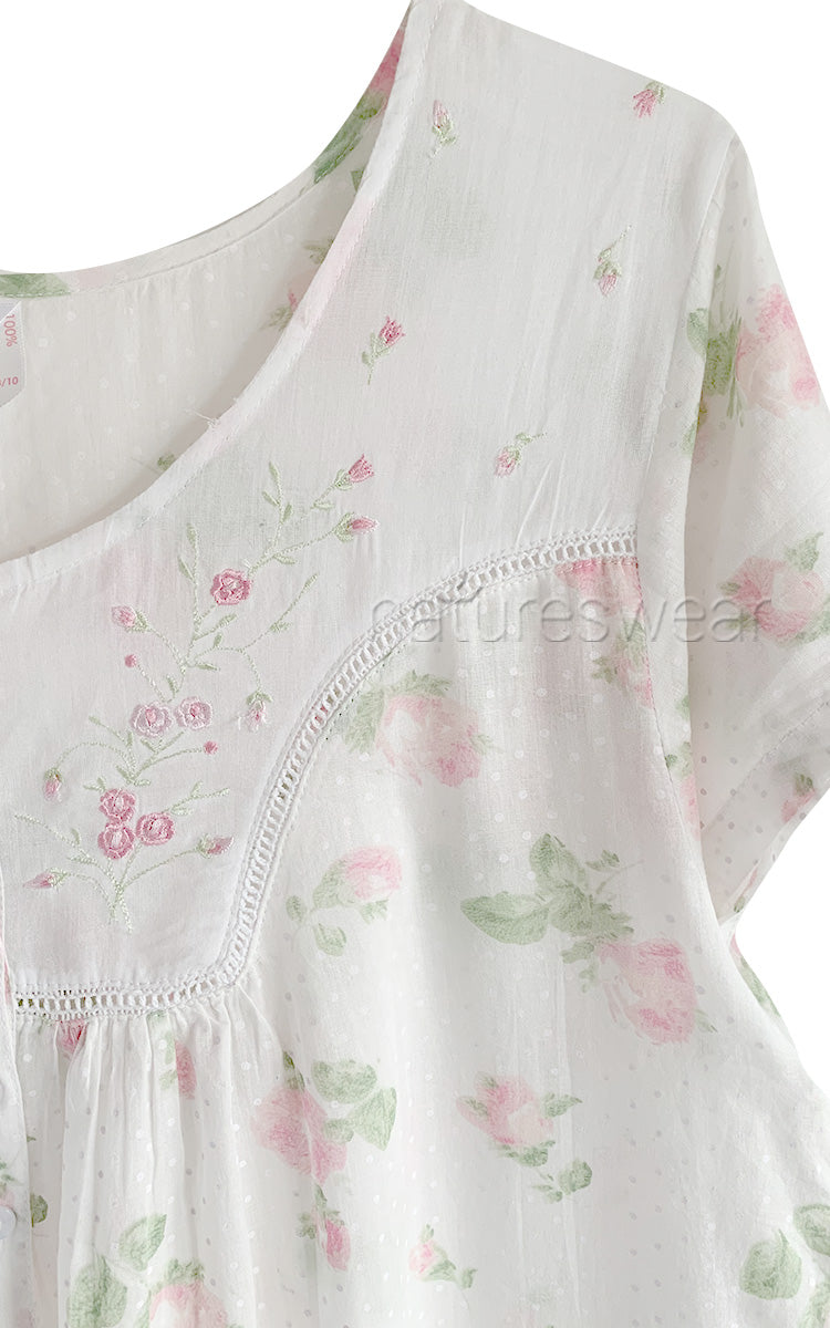 French Country cotton nightie close up photo of fabric