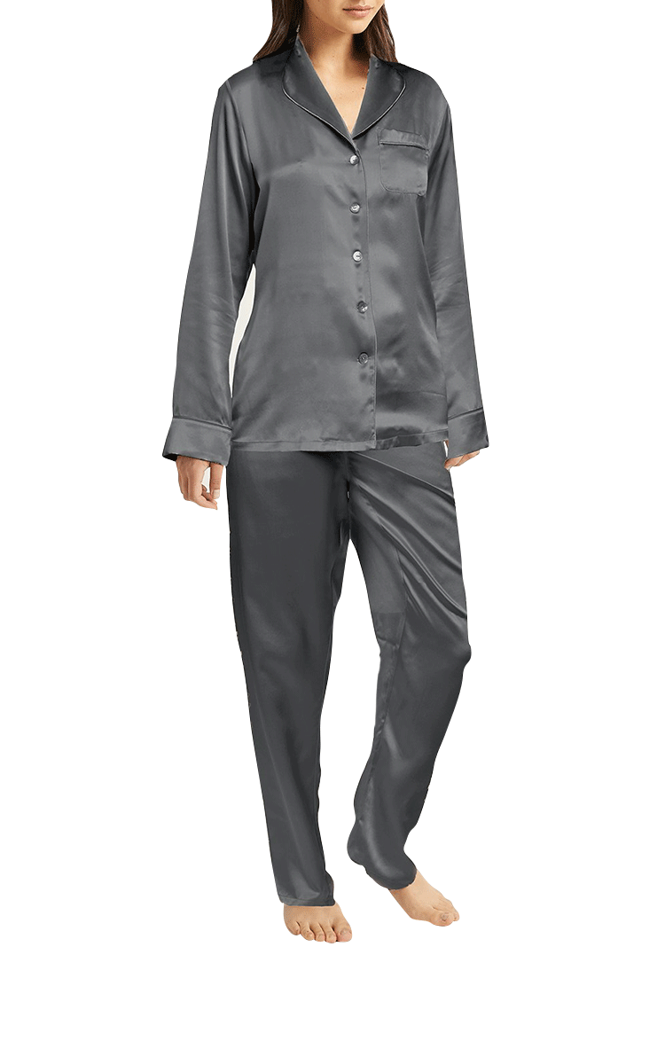 Ginia 100% Silk Pyjama with Long Sleeve in India Ink 5124