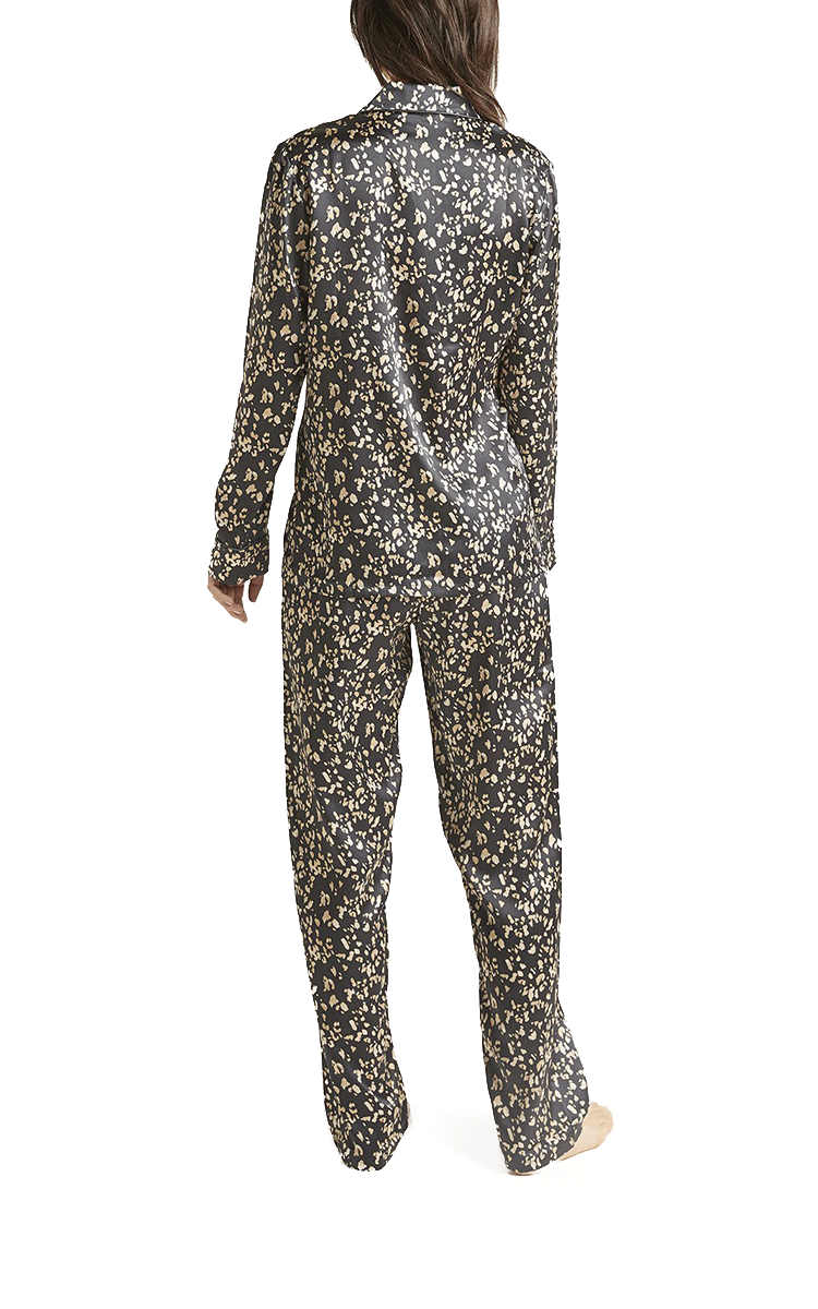 Ginia 100% Silk Pyjama with Long Sleeve in Leopard Print GLEO501 SALE