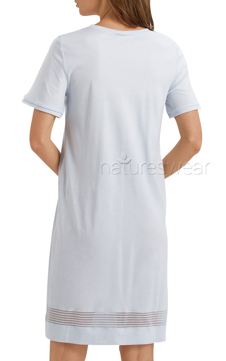 Hanro Ira Short Sleeve Nightgown In Celestial Blue