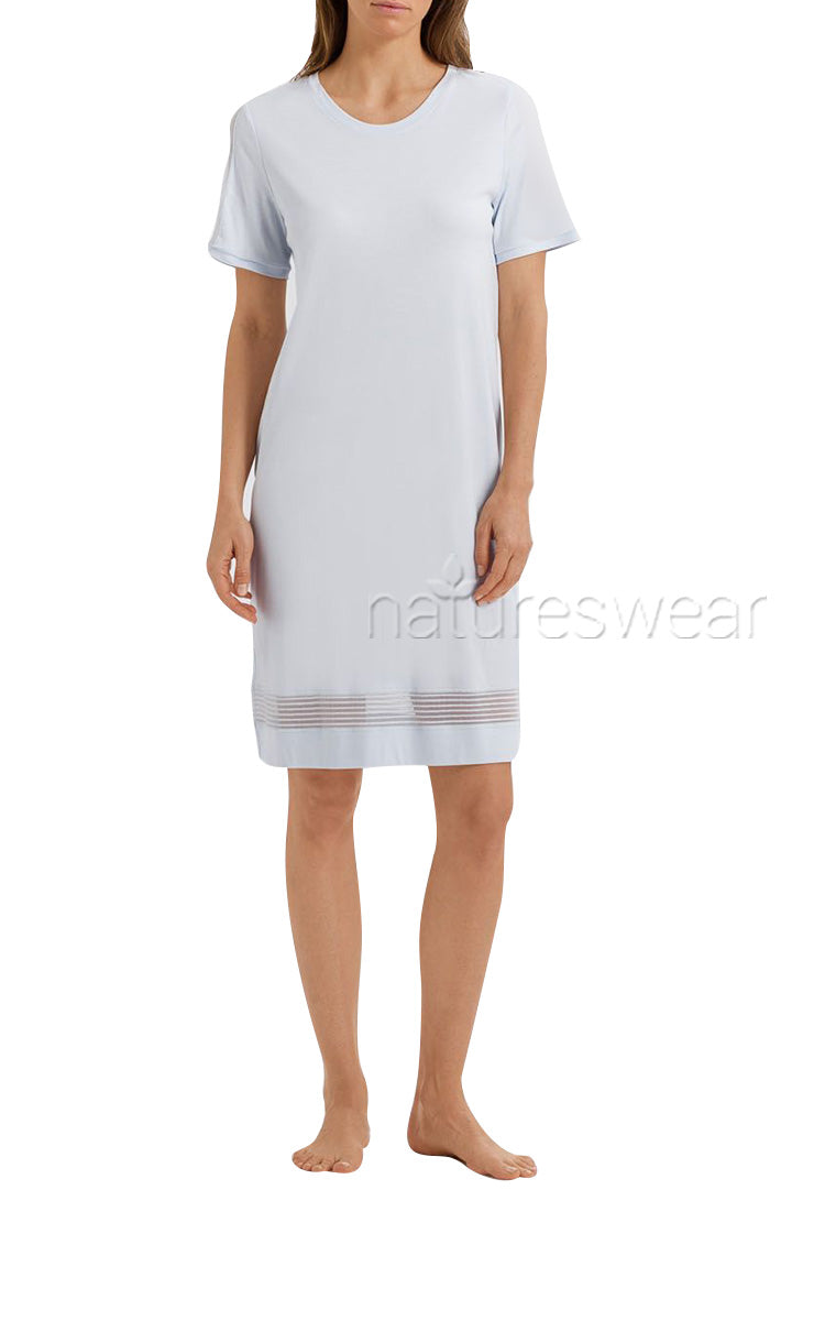 Hanro Ira Short Sleeve Nightgown In Celestial Blue