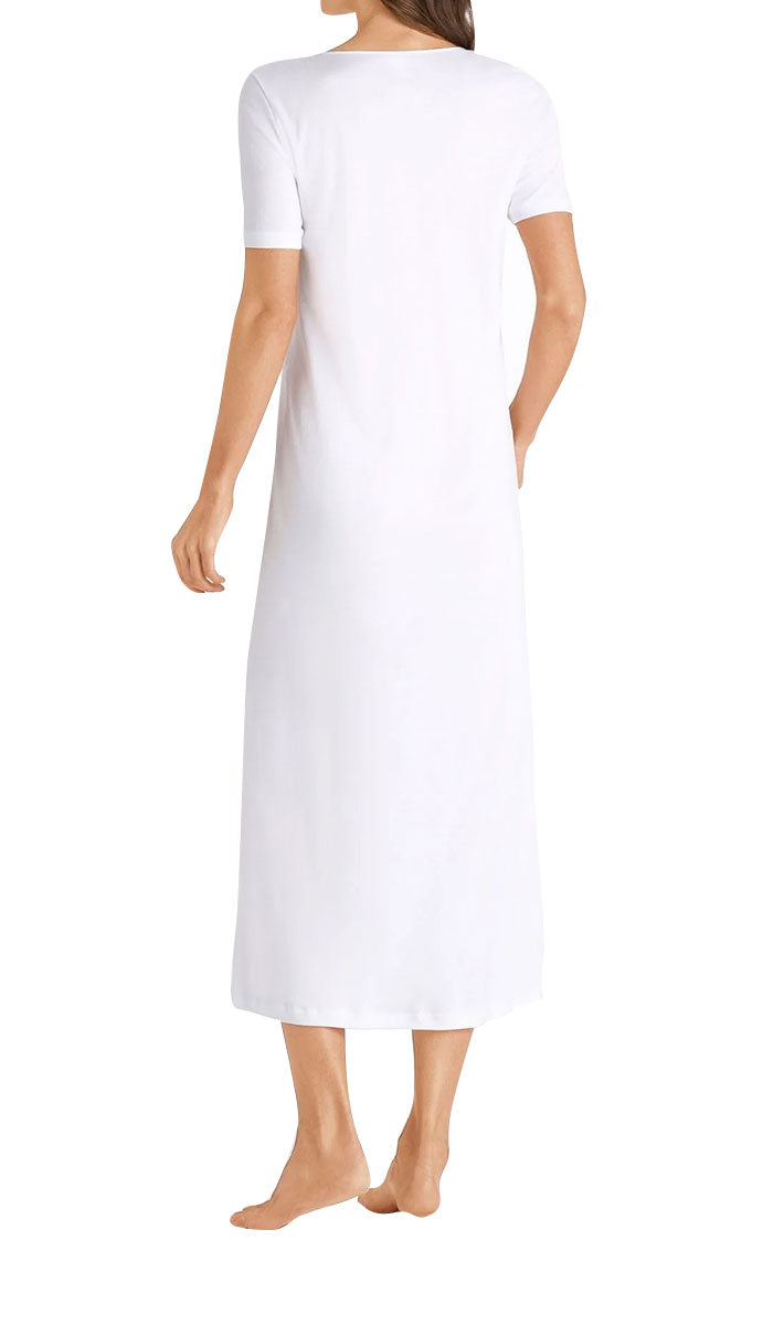 Hanro Flora 100% Cotton Short Sleeve Nightgown in White 6614