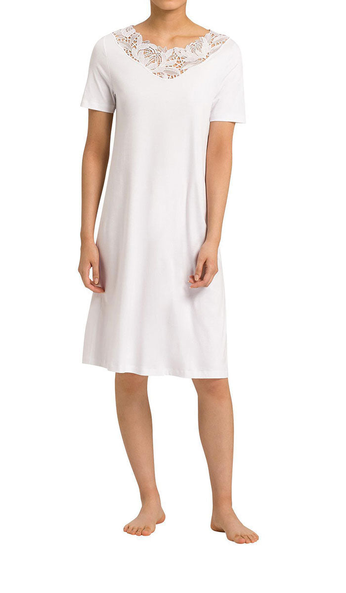Hanro Felice 100% Cotton Short Sleeve Nightgown in White 7979