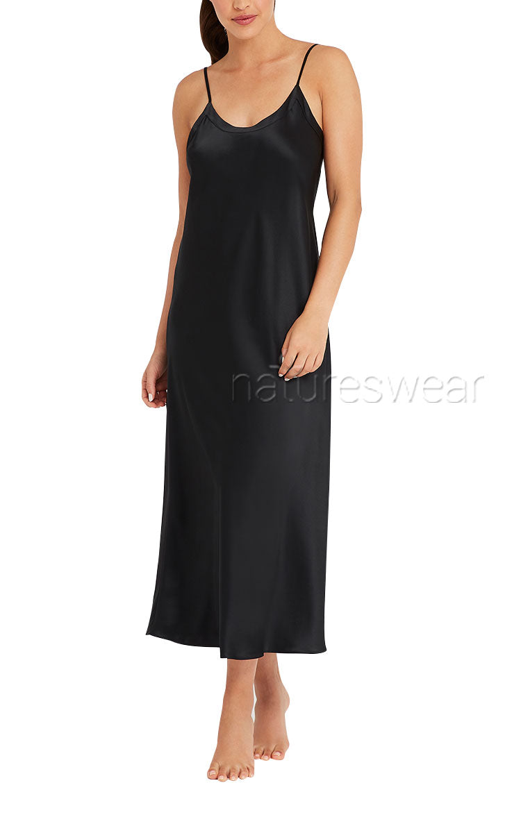 Lotus Silk Kelly Long Chemise In Black australia and new zealand