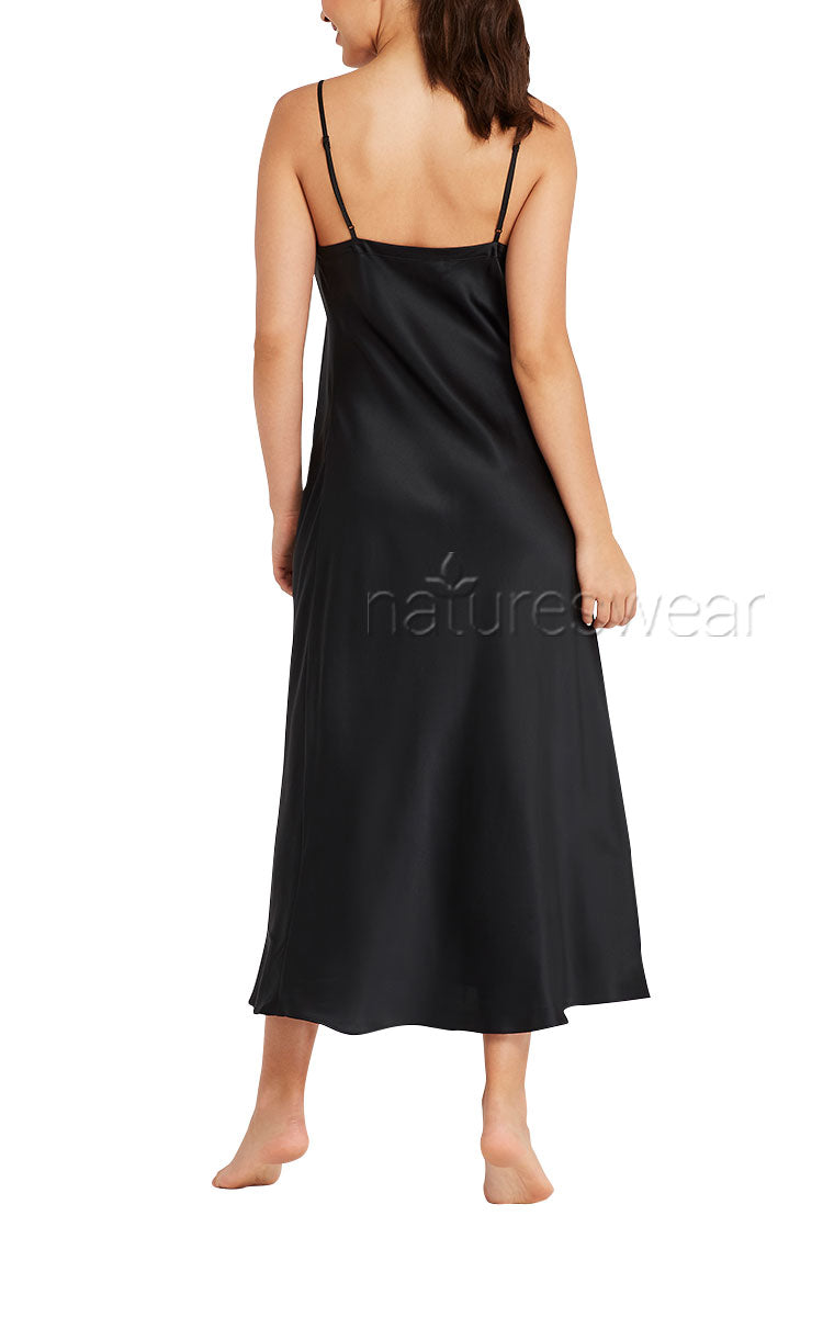 Lotus Silk Kelly Long Chemise In Black australia and new zealand