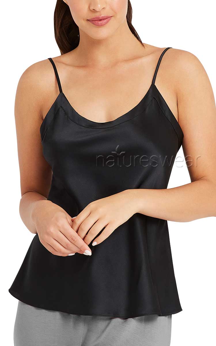 Lotus Silk Kelly Cami in Black  Silk Camisole Silk Singlet Black Australia and New Zealand