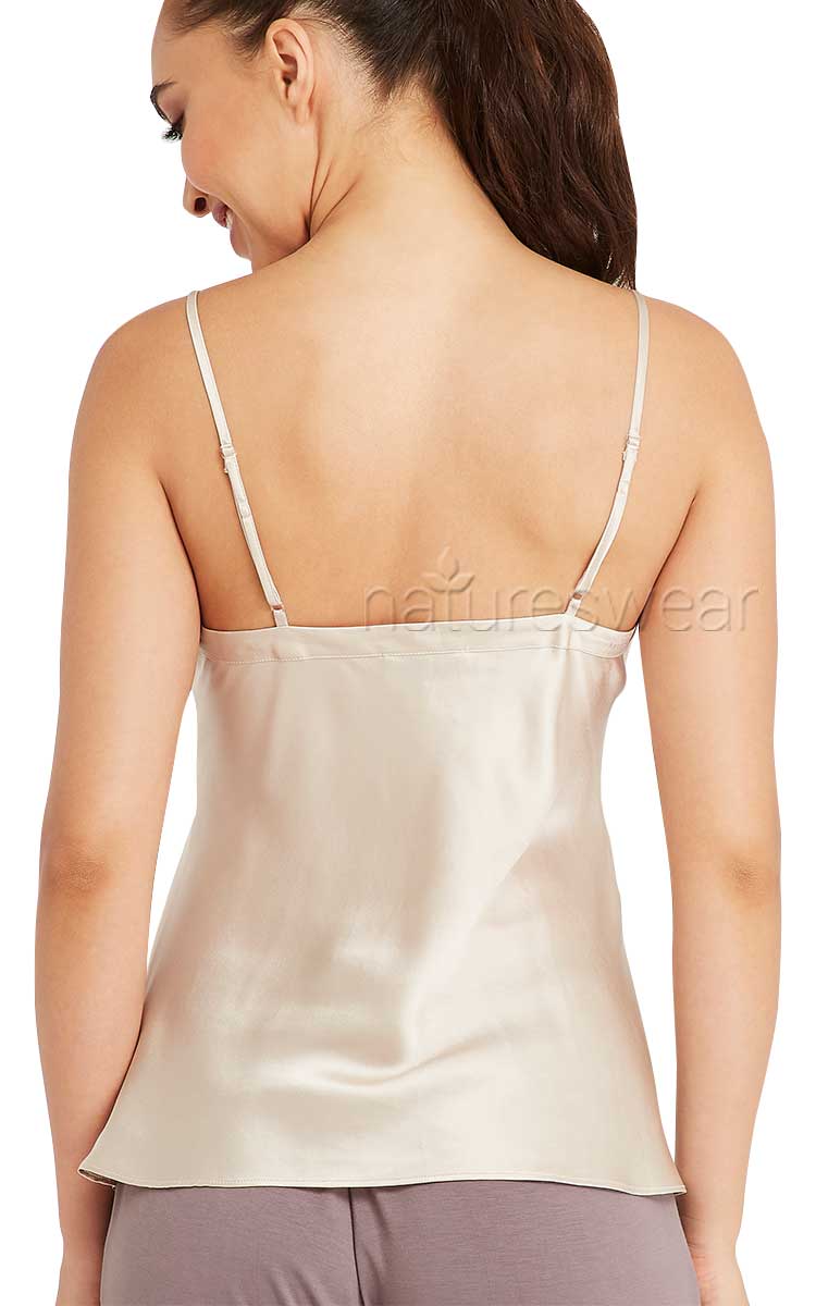 LACE-TRIMMED CAMISOLE TOP - Oyster-white
