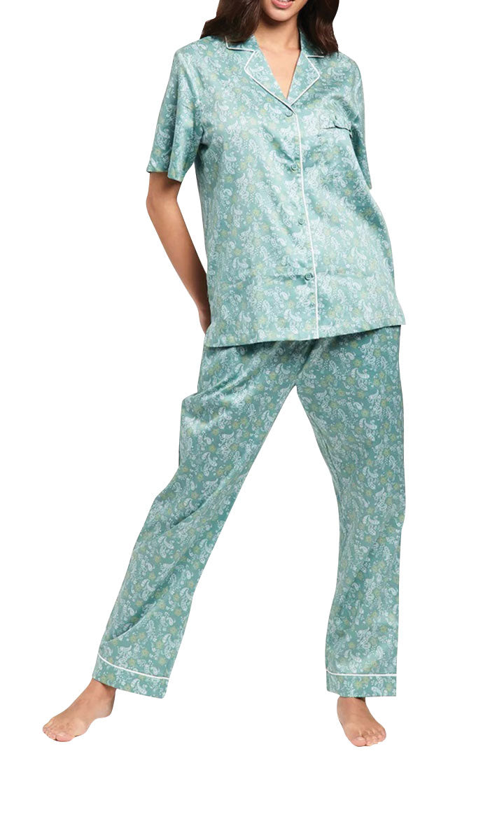 Project REM Short Sleeve Top & Long Pant Pyjama Set in Paisley Star