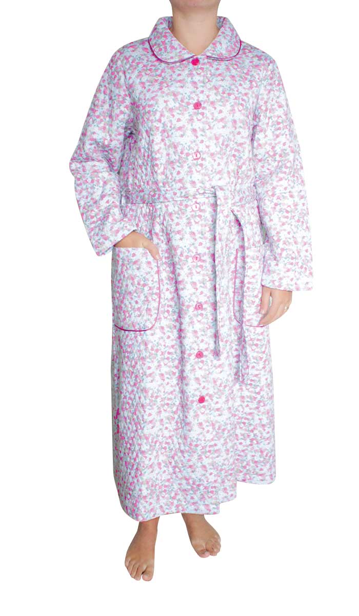 Schrank Long Sleeve Poly Cotton Robe in Pink Floral Print SK403