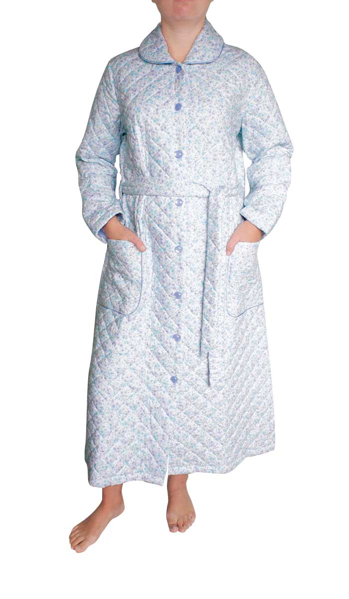Schrank Quilted Nightgown in Blue Floral Print SK402