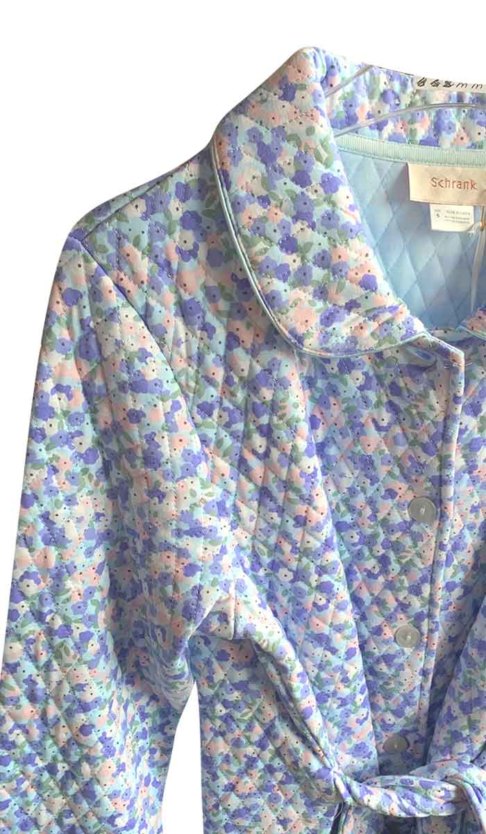 Schrank Long Sleeve Poly Cotton Robe in Blue Floral Print SK403