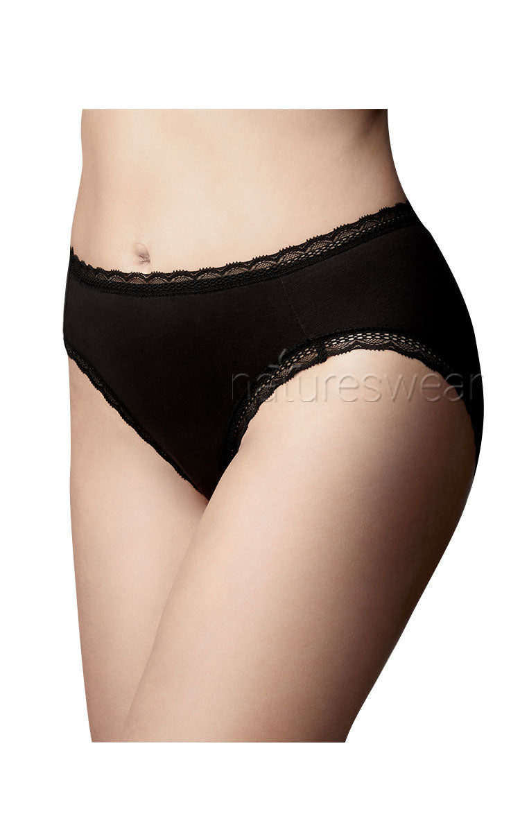 The Knicker Cotton Hi Cut Brief Black Australia and New Zealand Natureswear