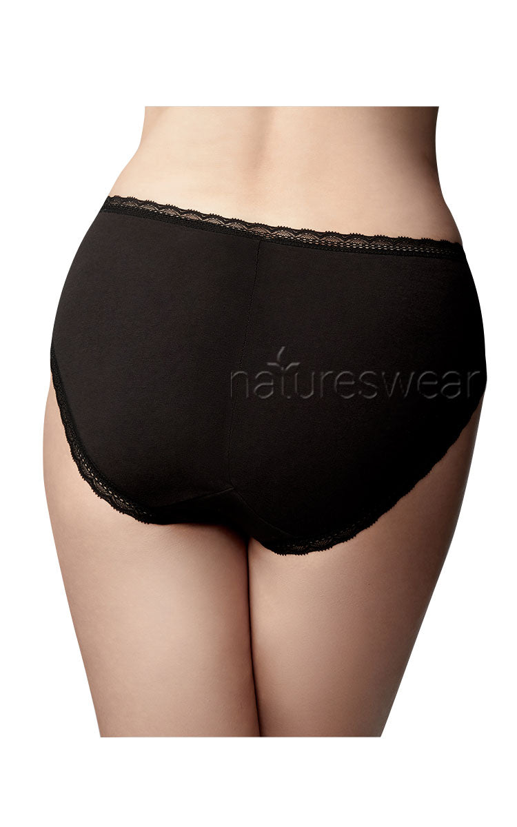 The Knicker Cotton Hi Cut Brief Black Australia and New Zealand Natureswear