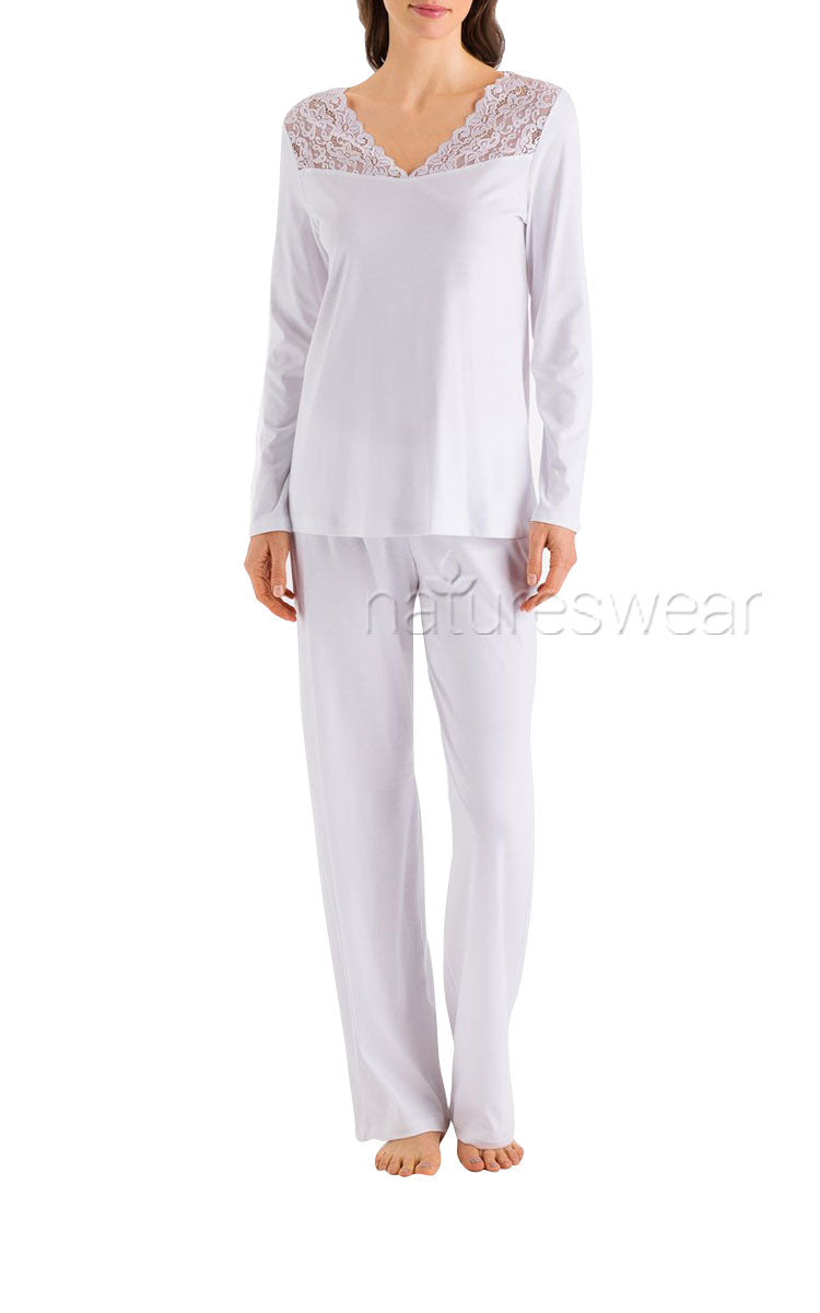 Hanro Moments White Long Sleeve Pyjama