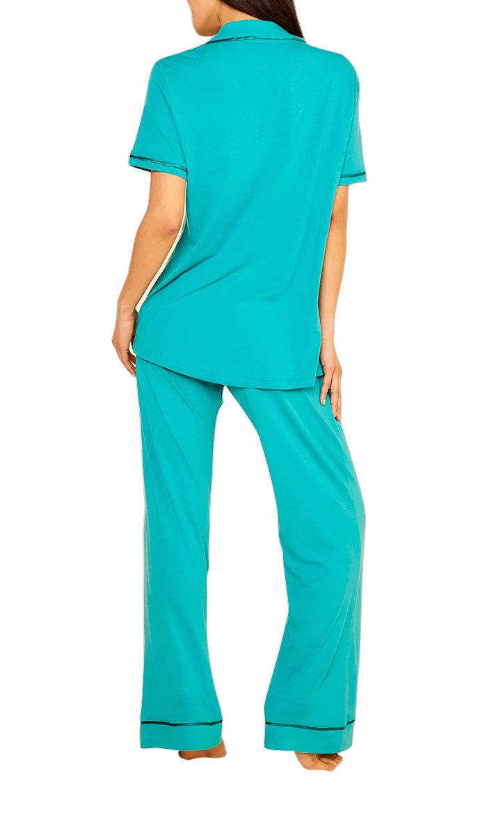 Cosabella Bella Short Sleeve Top & Long Pant Pyjama Set In Jade Natureswear Australia and New Zealand