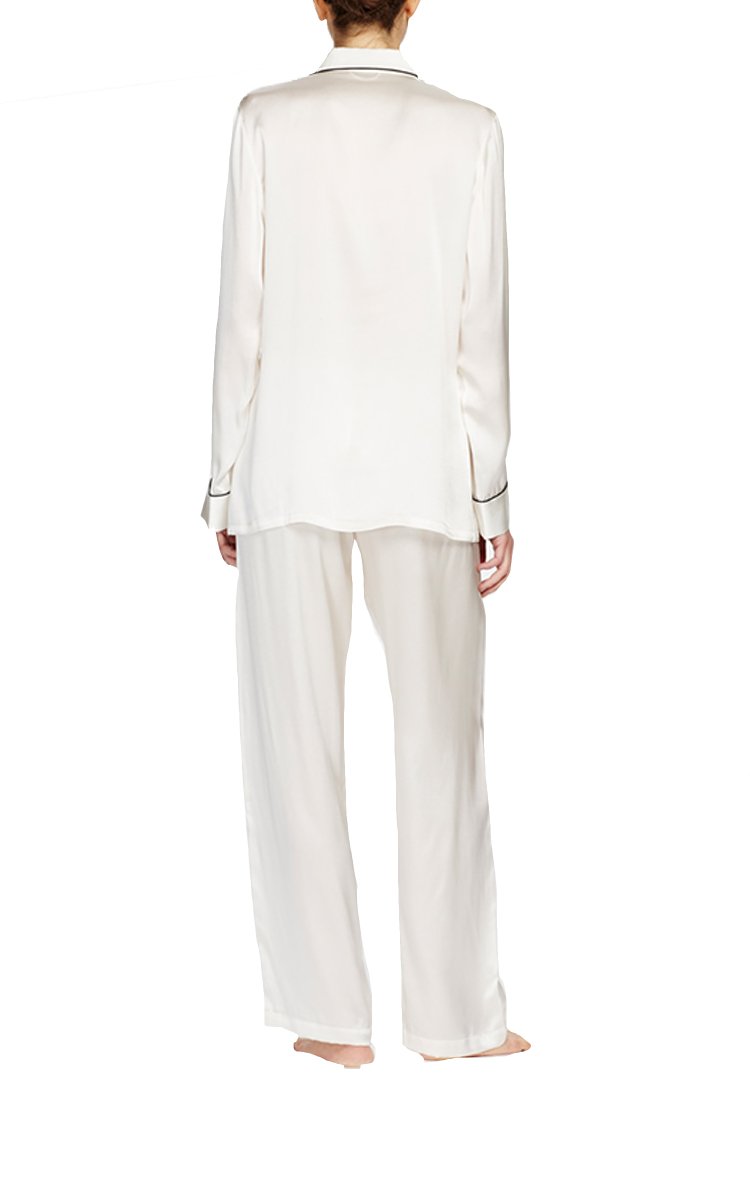 Ginia 100% Silk Pyjama with Long Sleeve in Ivory 5124 SALE