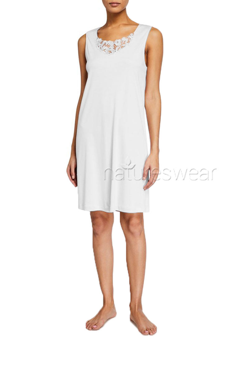 Hanro Dorea 100% Cotton Sleeveless Nightgown in White 6829