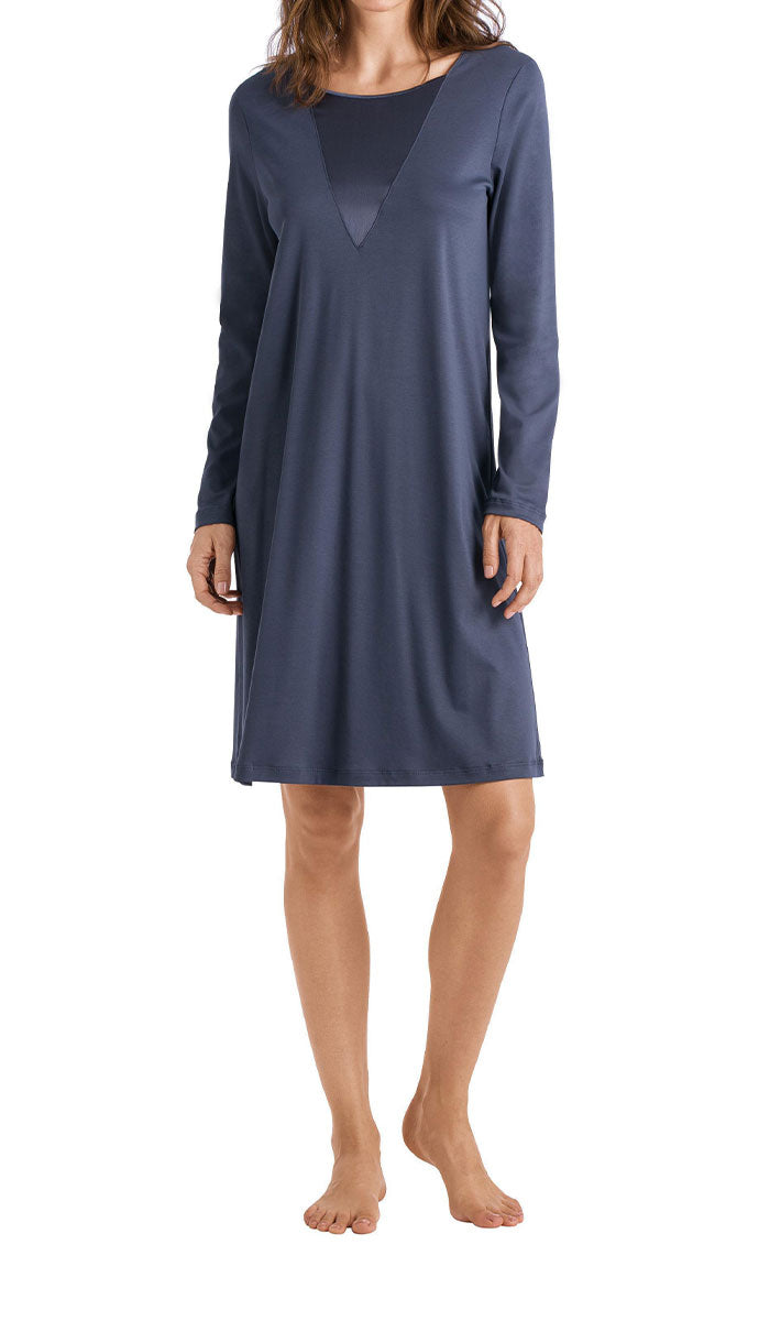 woman wearing hanro nightgown eleen lava rock