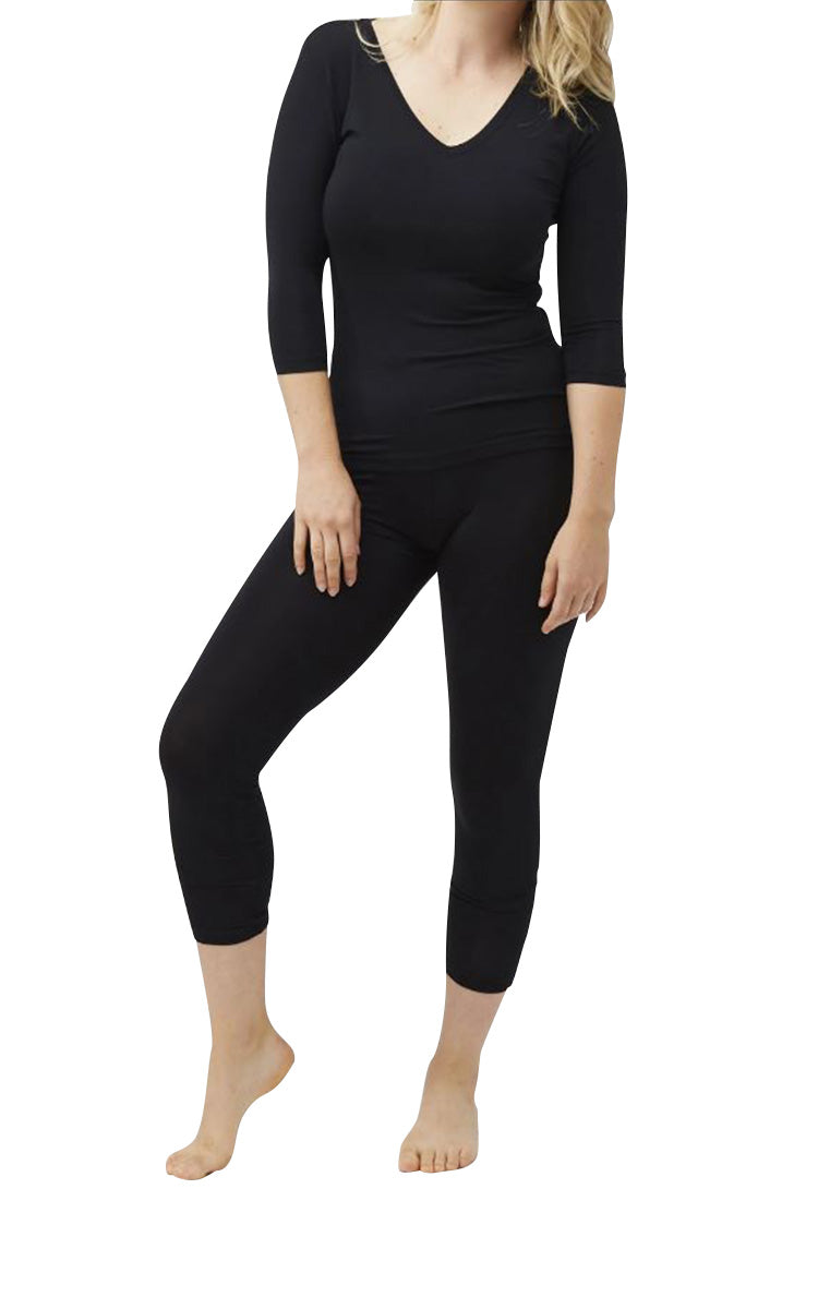 Tani capri calf legging in white and black modal natural fabric legging australia new zealand