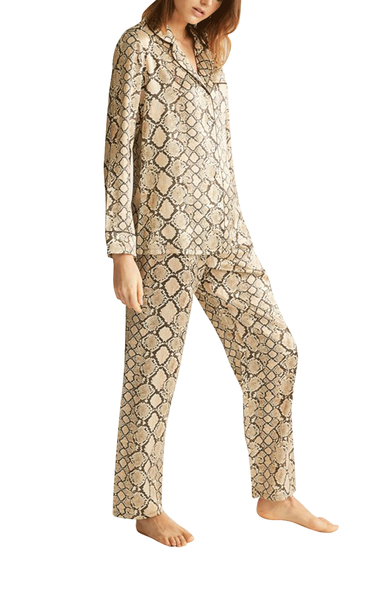 Ginia pure silk pyjama in python print, 100% pure silk